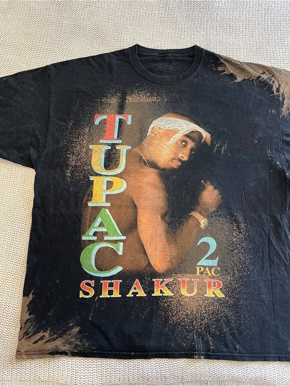 Men's Black Graphic Short Sleeve Tee - 2Pac Shakur Print